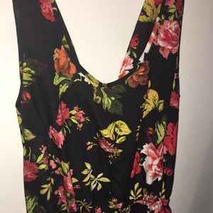 Black flowered dress, short dress , summer dress